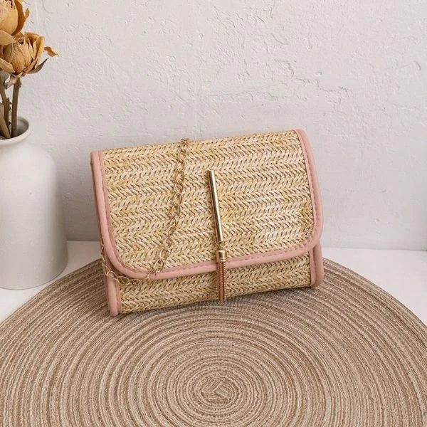 Raffia Beach Bag pink
