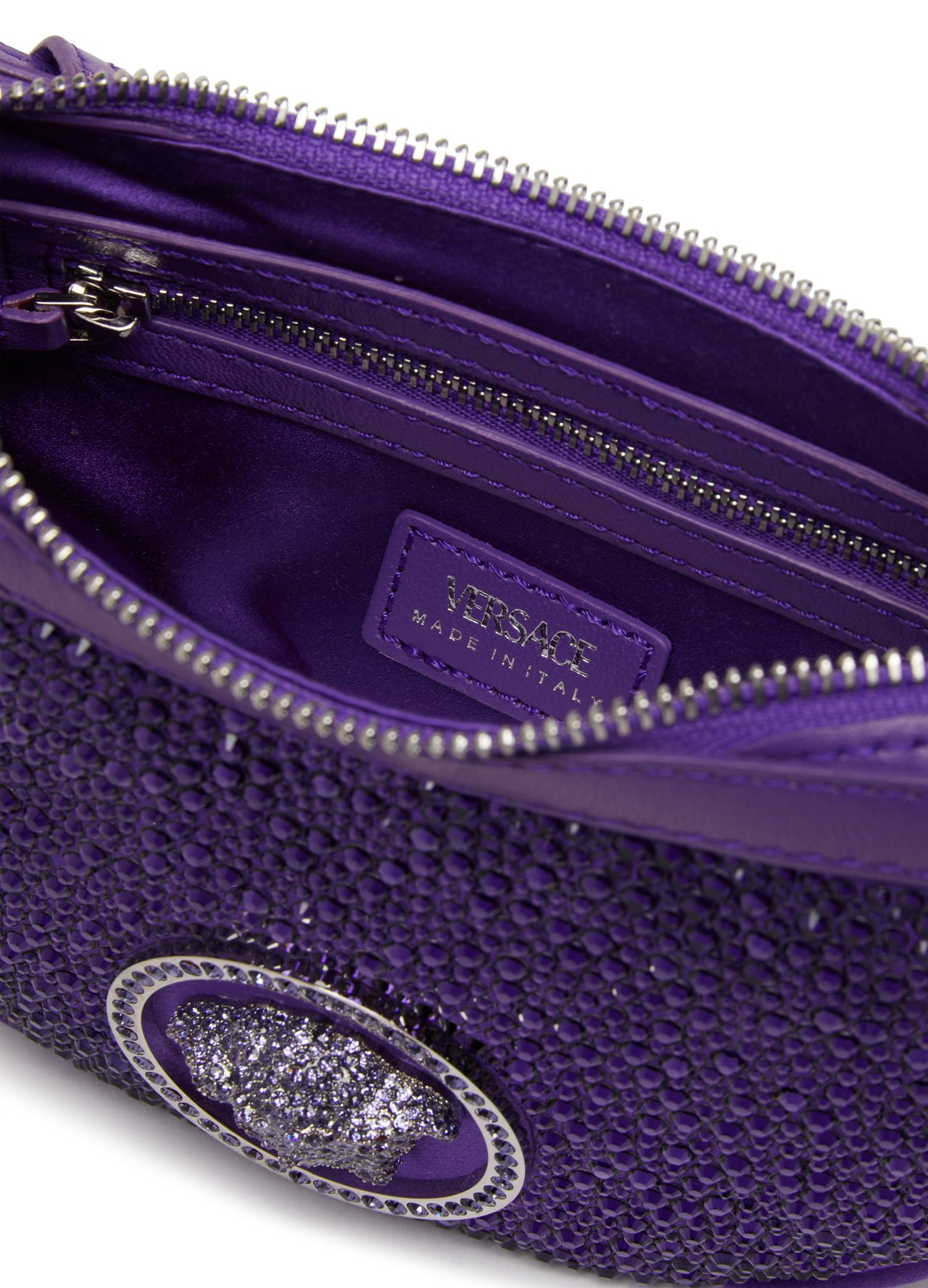 Versace Purple Mini Crystal Repeat Bag
