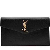 Thumbnail for Saint Laurent Uptown Pebbled Leather Pouch, Leather Bag, Black - One Size