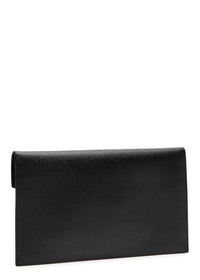 Thumbnail for Saint Laurent Uptown Pebbled Leather Pouch, Leather Bag, Black - One Size
