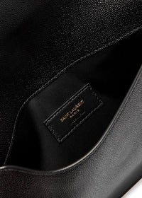 Thumbnail for Saint Laurent Uptown Pebbled Leather Pouch, Leather Bag, Black - One Size