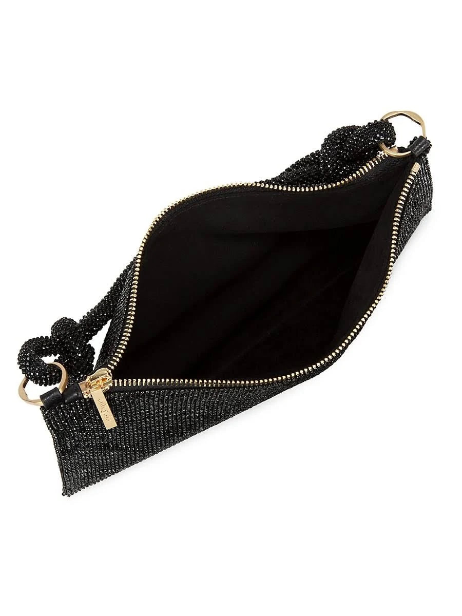 Cult Gaia Nano Hera crystal-embellished Satin Shoulder Bag Gold