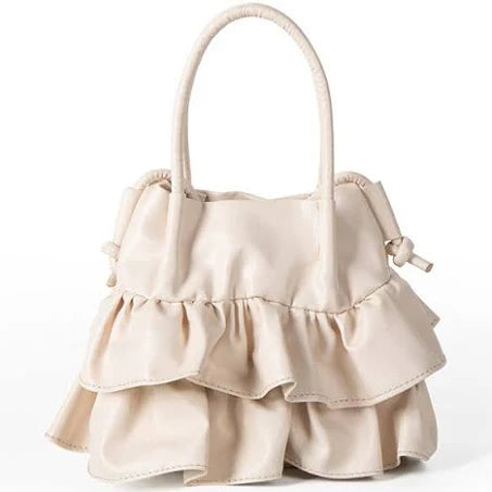 Women's Pleated Ruffled Handbag White