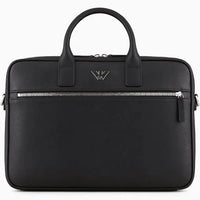 Thumbnail for Emporio Armani Regenerated Saffiano Leather Business Bag - Black