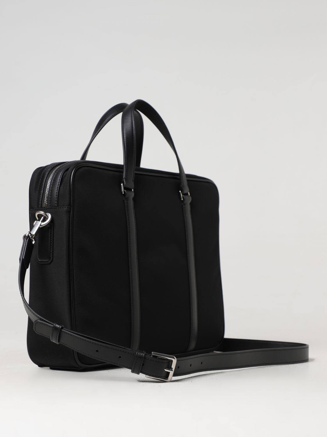 Emporio Armani Regenerated Saffiano Leather Business Bag - Black