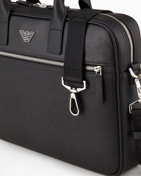 Thumbnail for Emporio Armani Regenerated Saffiano Leather Business Bag - Black