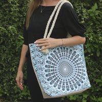 Thumbnail for Rope Handle Mandela Bag - Sky Blue