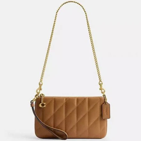 COACH Pouch Bag With Pillow Quilting Brass/Honey Brown
