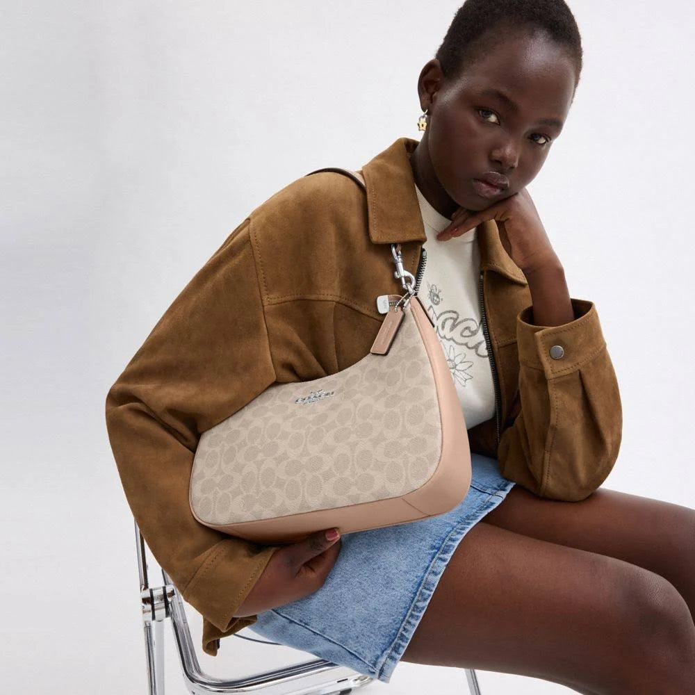 Coach Teri Hobo Bag in Silver/Maple | Stylish Women's Handbag