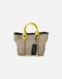 Thumbnail for Dolce & Gabbana Beige Gold Chain Strap Shoulder Sling Purse Tote Bag