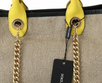 Thumbnail for Dolce & Gabbana Beige Gold Chain Strap Shoulder Sling Purse Tote Bag