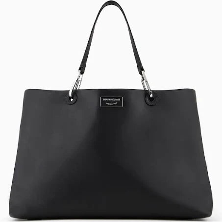 Emporio Armani - ASV Large Ecological Leather Myea Shopper Bag, Woman, Black ...