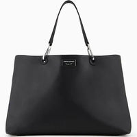 Thumbnail for Emporio Armani - ASV Large Ecological Leather Myea Shopper Bag, Woman, Black ...
