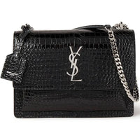 Thumbnail for Saint Laurent Sunset crocodile-effect Shoulder Bag - Black