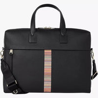 Thumbnail for Paul Smith Signature Stripe 'Folio' Leather Briefcase Black