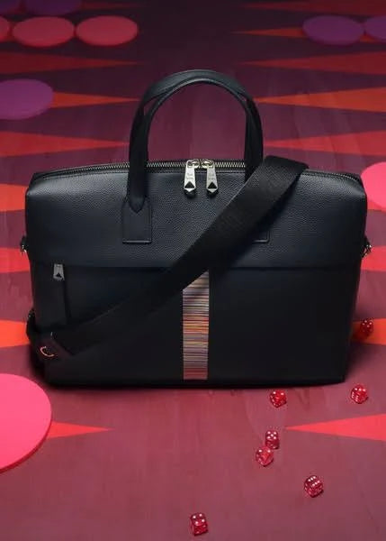 Paul Smith Signature Stripe 'Folio' Leather Briefcase Black