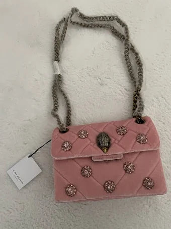 £189 Kurt Geiger London Pink Velvet Mini Kensington Bag Brand With