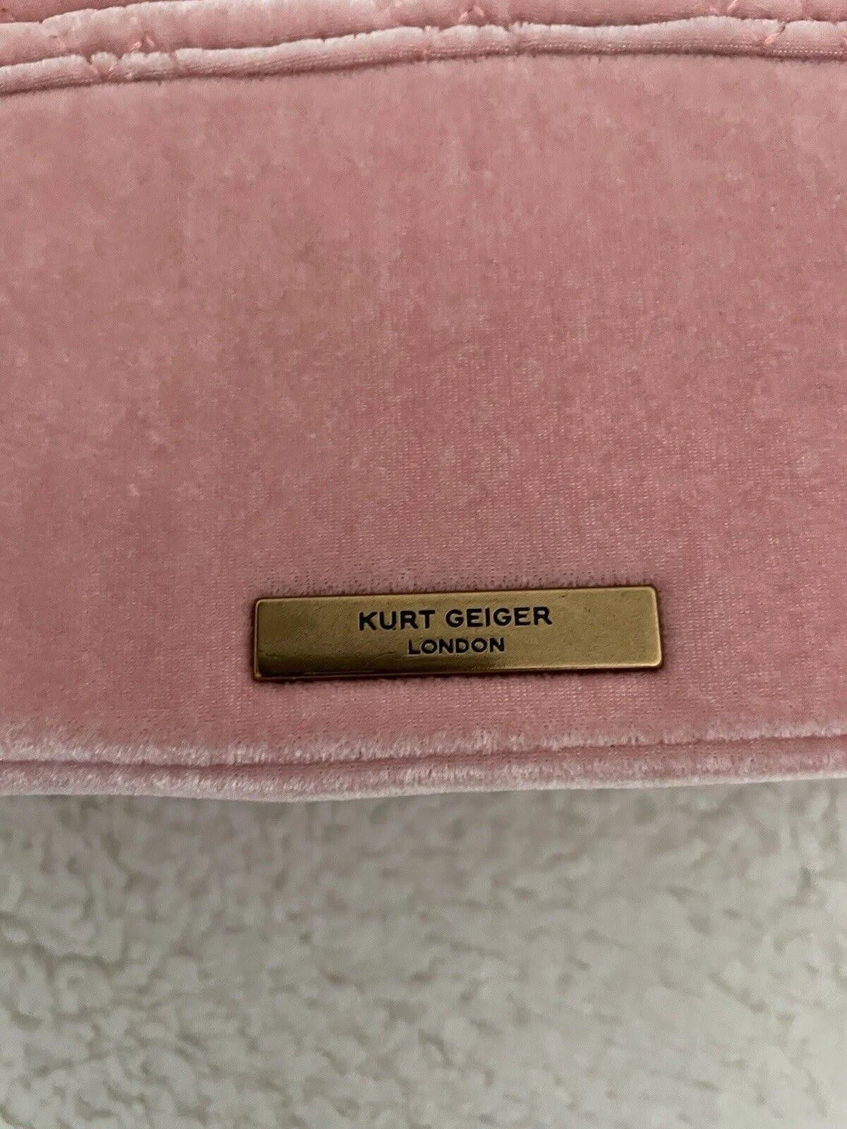 £189 Kurt Geiger London Pink Velvet Mini Kensington Bag Brand With