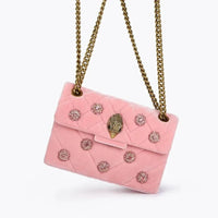 Thumbnail for £189 Kurt Geiger London Pink Velvet Mini Kensington Bag Brand With