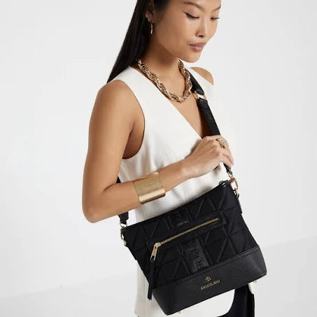 River Island Womens Black Webbing Quilted Cross Body Bag in One Size