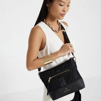Thumbnail for River Island Womens Black Webbing Quilted Cross Body Bag in One Size