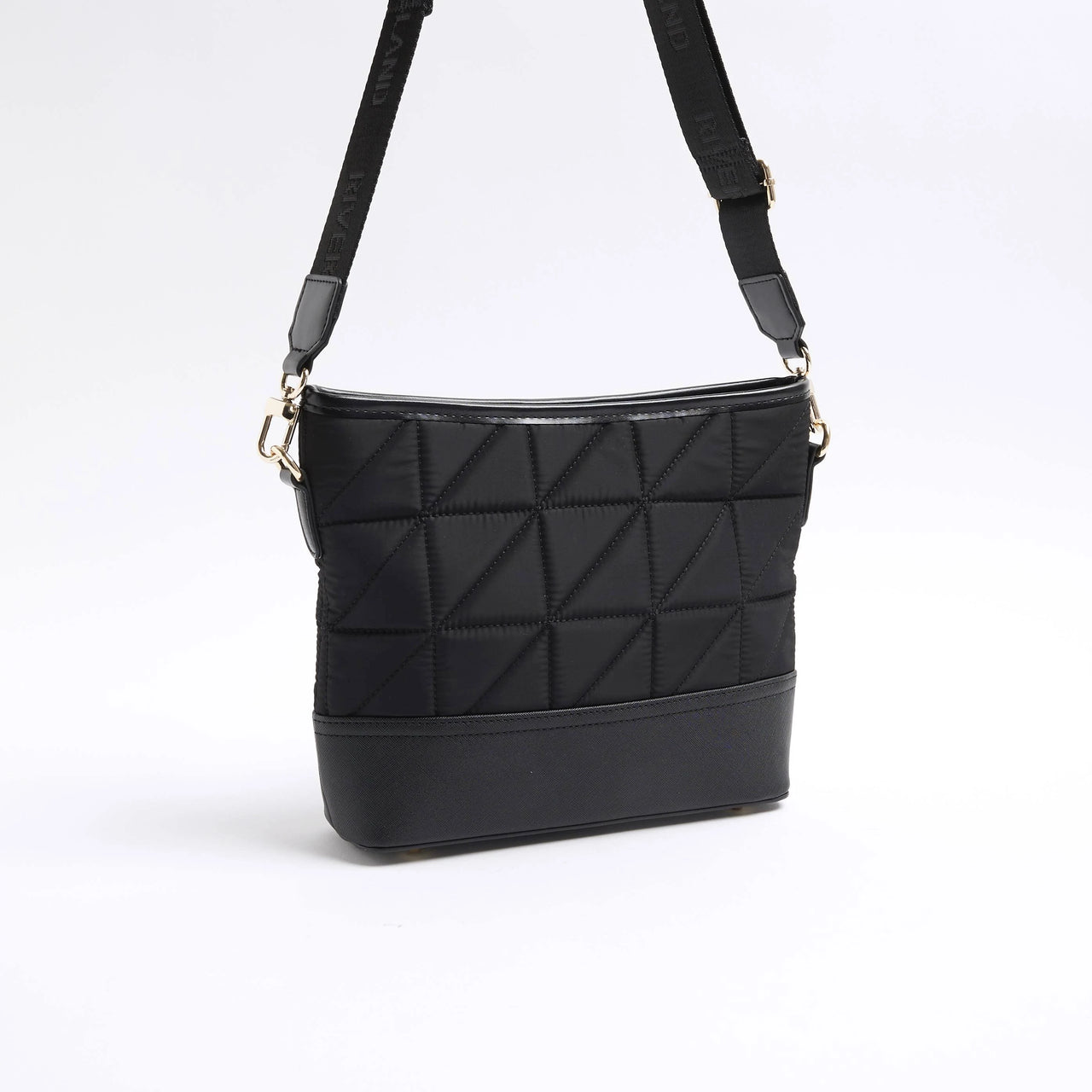 River Island Womens Black Webbing Quilted Cross Body Bag in One Size