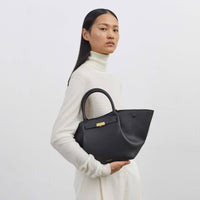 Thumbnail for DeMellier | The Midi New York in Dark Sand Small Grain | Leather Shoulder Bag