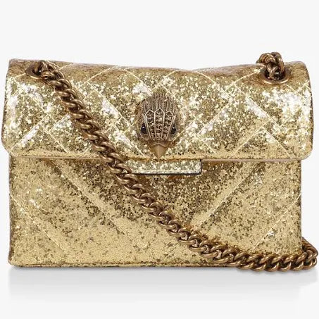 Kurt Geiger London Women's Cross Body Bag Gold Glitter Mini Kensington