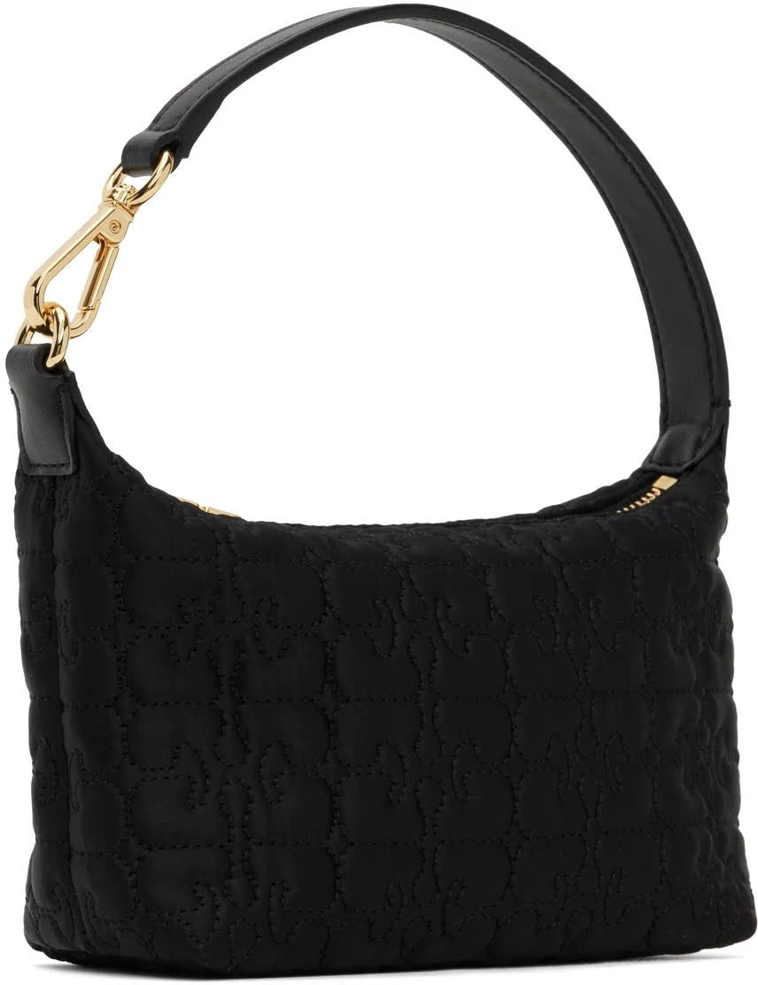 GANNI Black Small Butterfly Satin Pouch