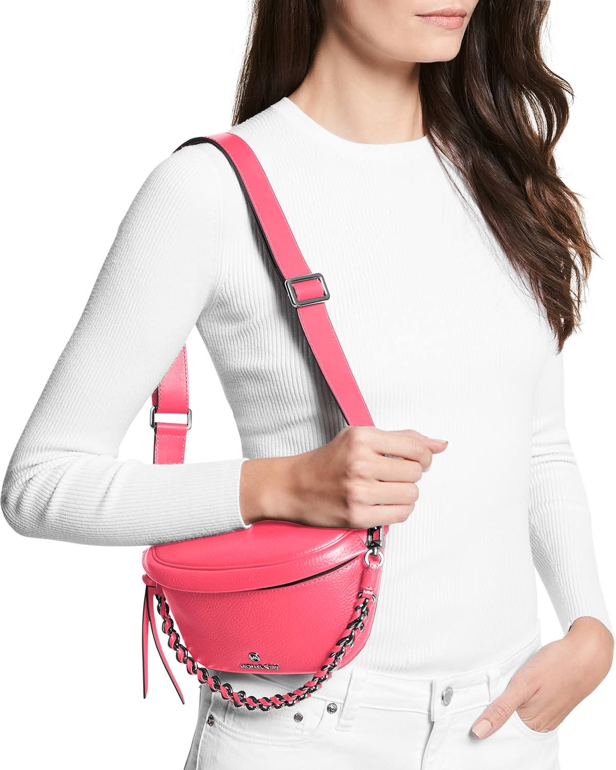 Michael Kors Slater Extra-Small Pebbled Leather Sling Pack - Optic White