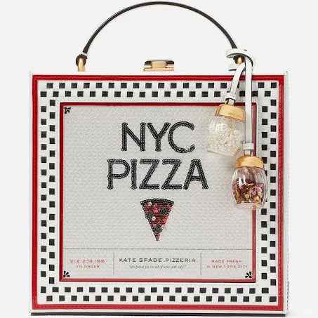 Kate Spade New York Slice 3D Pizza Embellished Satin Box Bag