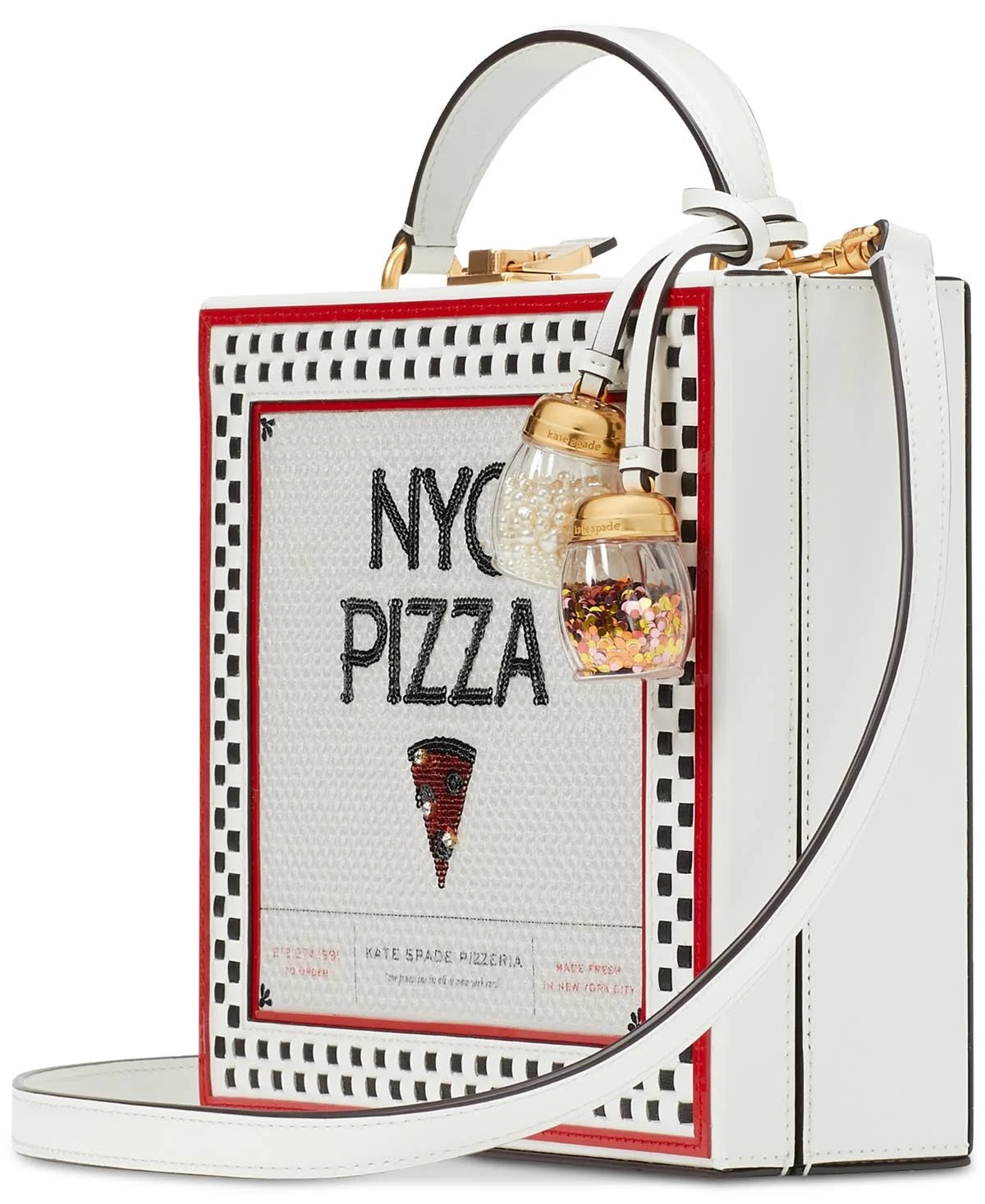 Kate Spade New York Slice 3D Pizza Embellished Satin Box Bag