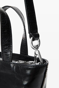 Thumbnail for Alexander Wang Women's Punch Mini Tote Bag In Crackle Patent Leather - Black - Totes