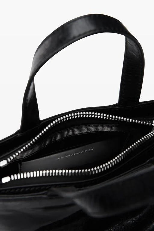 Alexander Wang Women's Punch Mini Tote Bag In Crackle Patent Leather - Black - Totes