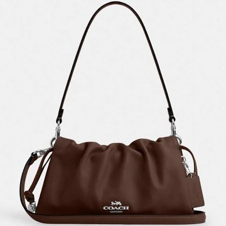 Coach Faye Shoulder Bag with Ruching - Silver/Maple Leather Elegance