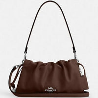 Thumbnail for Coach Faye Shoulder Bag with Ruching - Silver/Maple Leather Elegance