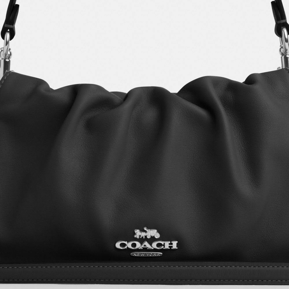 Coach Faye Shoulder Bag with Ruching - Silver/Maple Leather Elegance