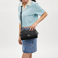 Thumbnail for Coach Faye Shoulder Bag with Ruching - Silver/Maple Leather Elegance