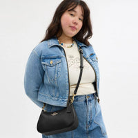 Thumbnail for Coach Teri Shoulder Bag in Silver/Black - Stylish Spazzolato Leather