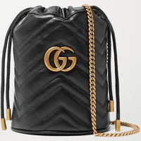 Thumbnail for Gucci Mini Leather GG Marmont Bucket Bag - Black - One Size