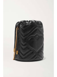 Thumbnail for Gucci Mini Leather GG Marmont Bucket Bag - Black - One Size
