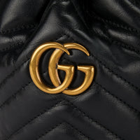 Thumbnail for Gucci Mini Leather GG Marmont Bucket Bag - Black - One Size