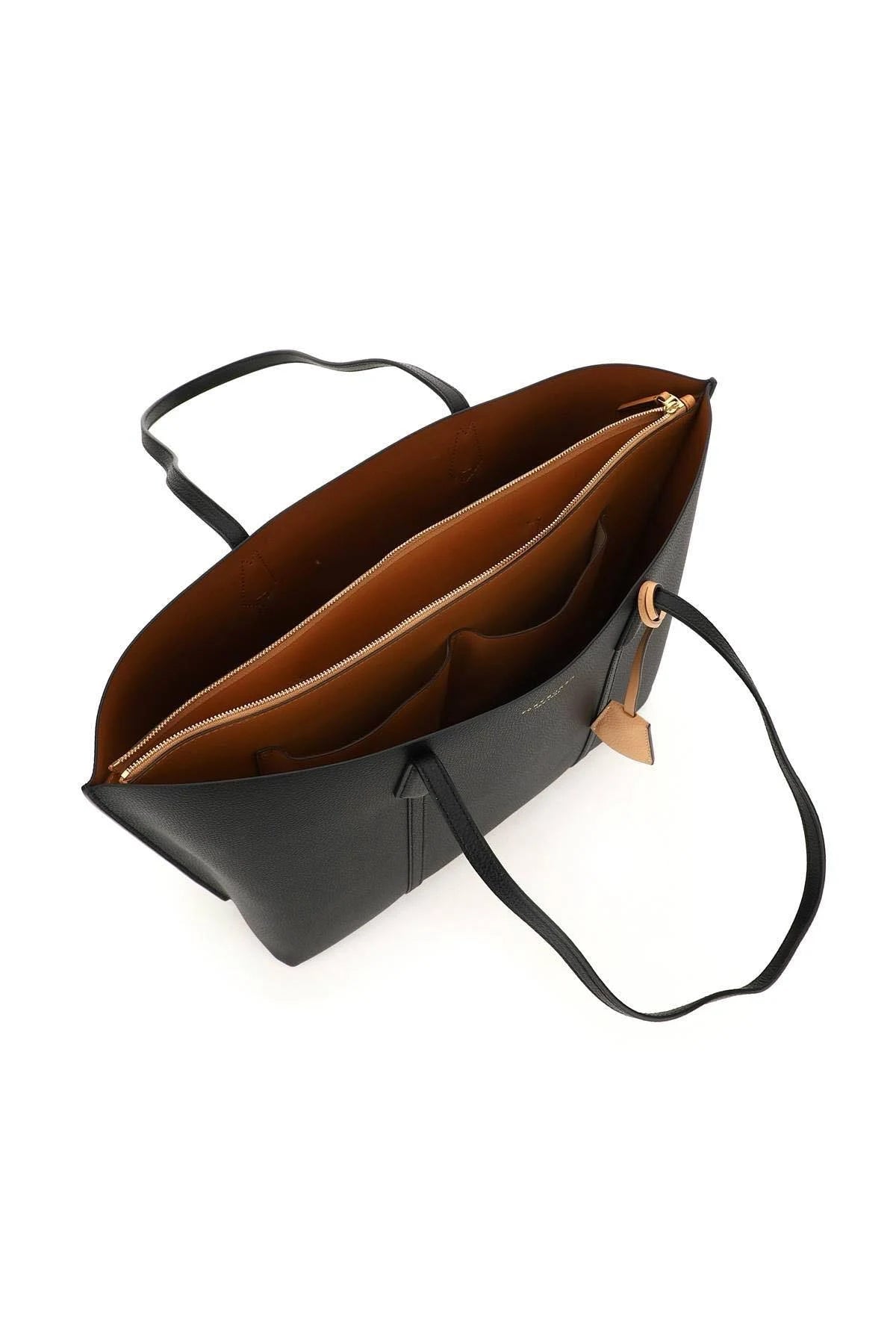 Tory Burch Black Leather Perry Triple- Compartment Tote Bag