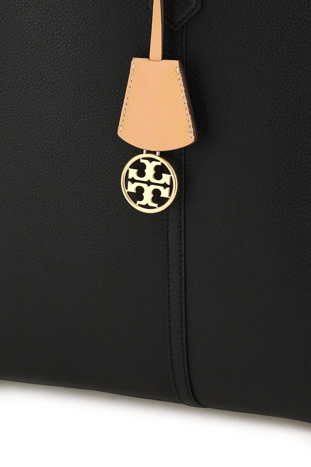 Tory Burch Black Leather Perry Triple- Compartment Tote Bag
