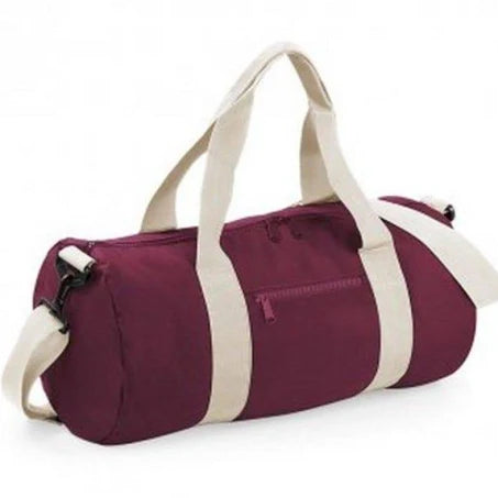 Bagbase - Plain Varsity Barrel Duffle Bag (20 Litres) Pack of 2 - Burgundy