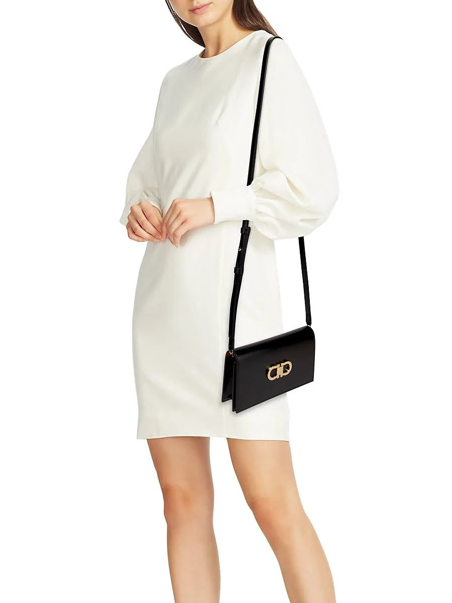 Ferragamo Mini Double Gancini Bag - Black