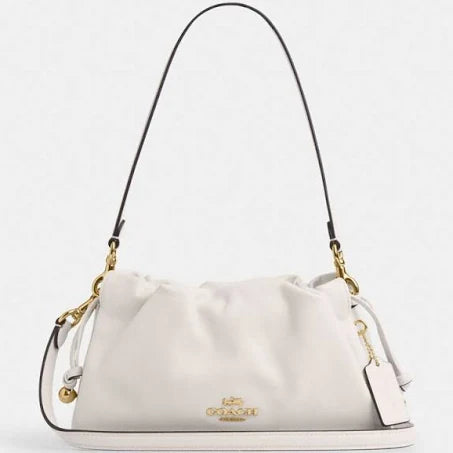 Coach Faye Shoulder Bag with Ruching - Gold/Chalk Luxury Style