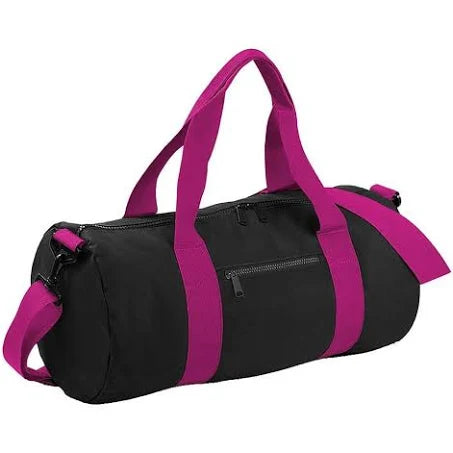Bagbase - Plain Varsity Barrel Duffle Bag (20 Litres) Pack of 2 - Black