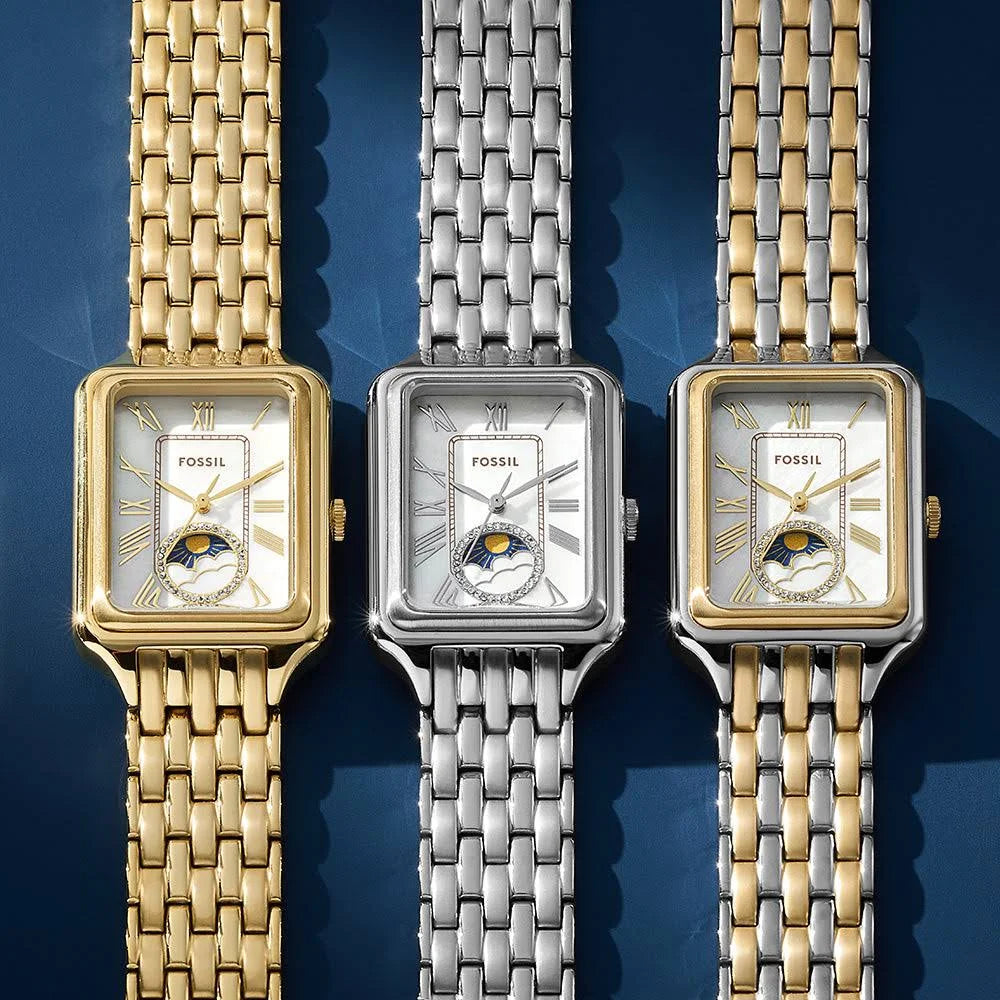 Fossil Women's Raquel Sun Moon Multifunction Gold-Tone Stainless Steel Watch