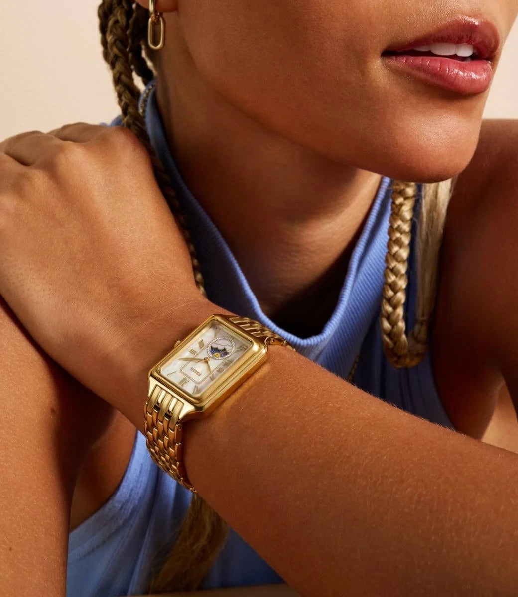 Fossil Women's Raquel Sun Moon Multifunction Gold-Tone Stainless Steel Watch